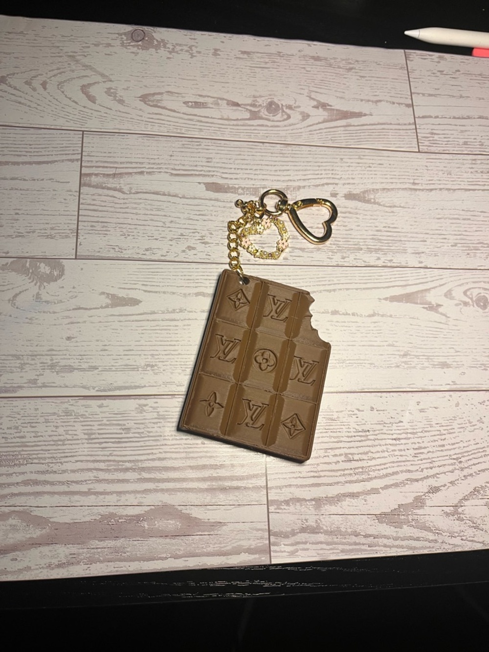 Chocolate Bar Keychain Wallet - Brown with Gold Hardware - 3D printed